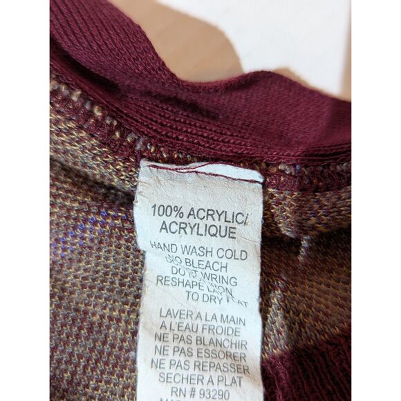 Cotton Emporium Southwest Poncho Open Cardigan Cape M Red Tan Side Buttons USA - Picture 3 of 6